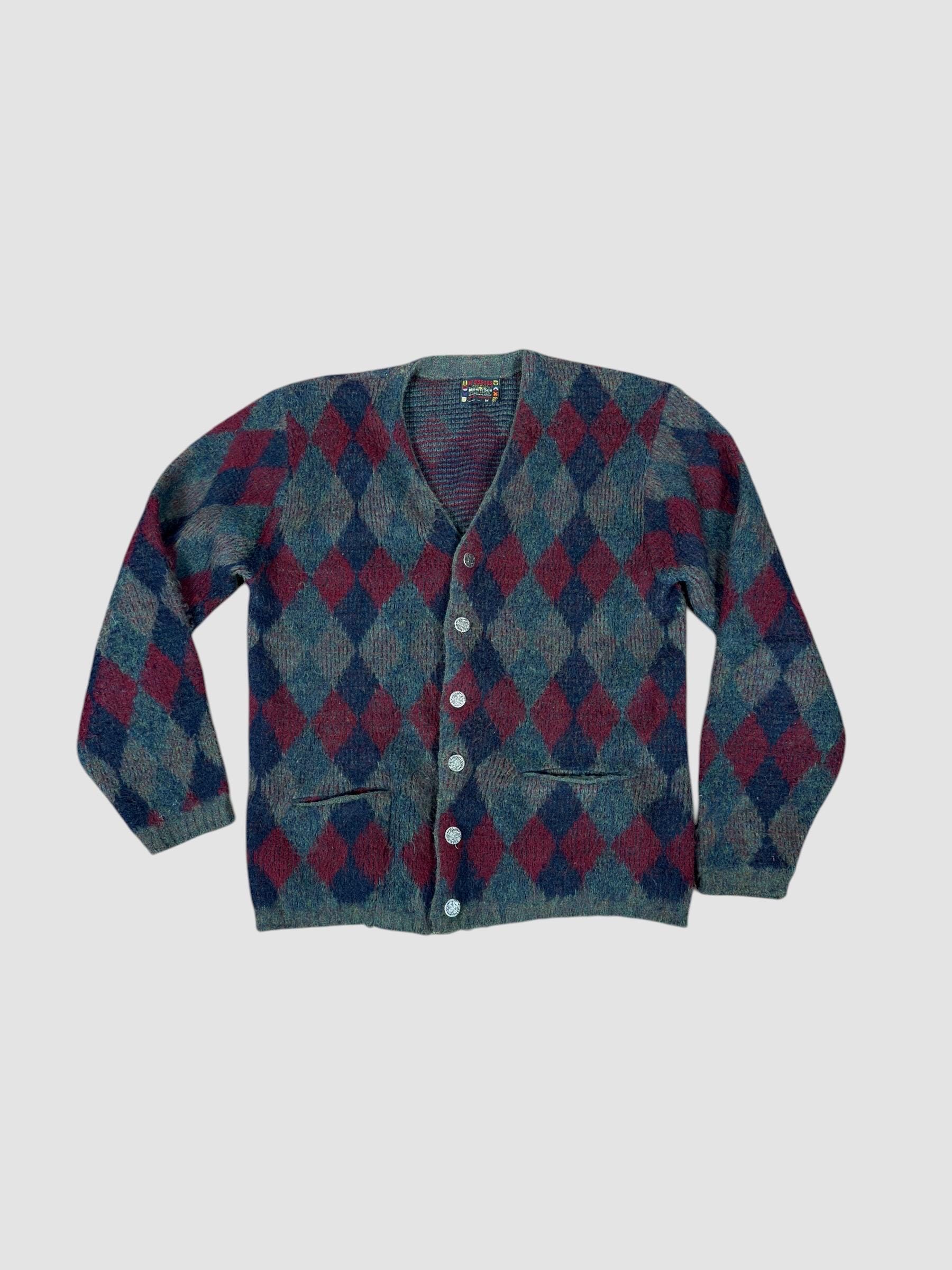 カーディガン Vintage cardigan 'Mohair' argyle Salt City Wearhouse | 60s Argyle Brown/Orange/Turquoise Mohair