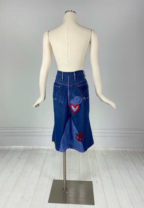 Vintage 1960s / 1970s DENIM WRANGLER SKIRT jeans … - image 3