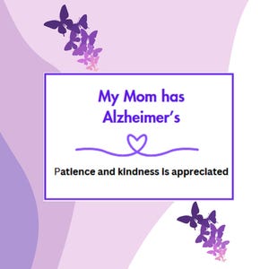 Tarjeta de acompañante para mi mamá con Alzheimer. Entréguela al personal de servicio, al peluquero o a otras personas para evitarle estrés a su ser querido.