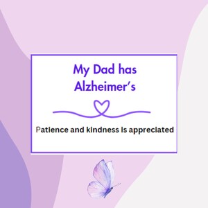 Mi papá tiene tarjetas de compañía para personas con Alzheimer. Son ideales para controlar el estrés en situaciones públicas. Se las doy a los camareros, a los peluqueros, etc.
