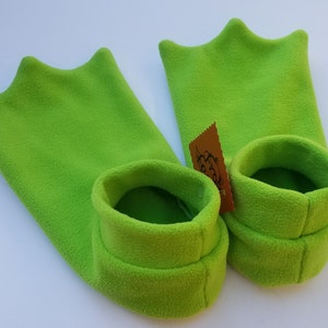 Pantofole con piedi di rana per adulti ORA in VERDE LIME immagine 1