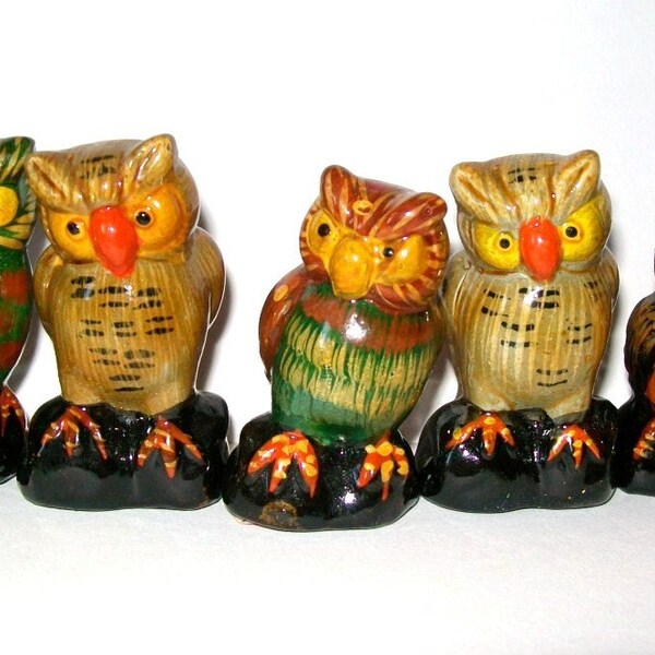 Set of Five Vintage Owls