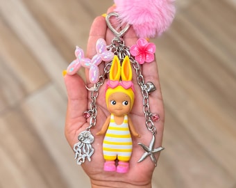 Handmade Sonny Angel Keychain Bag Charm | Summer Vacation: Sun-Kissed Rabbit