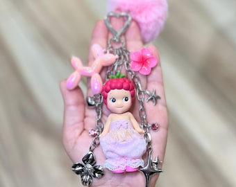 Handmade Sonny Angel Keychain Bag Charm | Raspberry