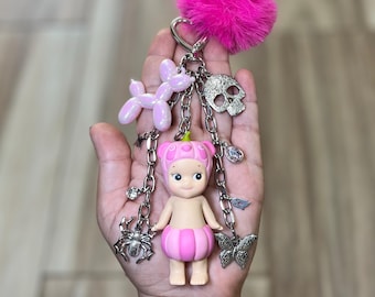 Llavero con forma de ángel Sonny hecho a mano para bolso / Calabaza con forma de panda