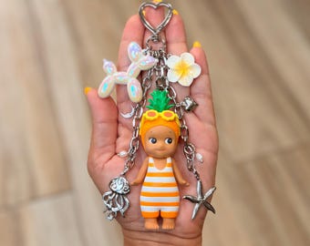 Handmade Sonny Angel Keychain Bag Charm | Summer Vacation: Sun-Kissed Pineapple