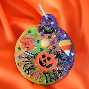 PSYCHEDELIC TRICK-or-TREAT ornament - vintage and costume jewelry, gems, rhinestones, embellishments, handmade, one of a kind