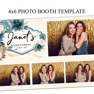 Modello modificabile per Photo Booth 4x6, perfetto per matrimoni, compleanni, Quinceanera, Bat Mitzvah, feste ed eventi speciali!