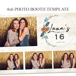 Modello modificabile per Photo Booth 4x6, perfetto per matrimoni, compleanni, Quinceanera, Bat Mitzvah, feste ed eventi speciali!