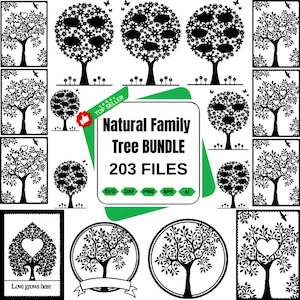 Family Tree SVG Bundle for 2-12 Members, Tree of Life Monogram Gift, Family Tree Branch SVG Set, Cut Files for Cricut & Clipart Monogram
