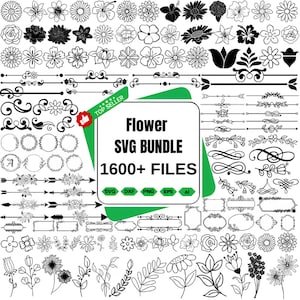 Pacote SVG de mais de 1600 flores silvestres, vetor de flores mistas, silhueta de flores silvestres, arquivo de corte de flores silvestres, arquivos SVG de flores de nascimento para cricut