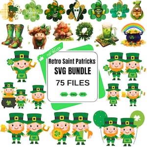 St Patrick&#39;s Day SVG Bundle - Happy Go Lucky, Lucky Rainbow, Clover - Irish Shamrock Cutting Files - Lucky Shirt SVG Bundle