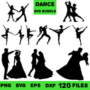 Dance SVG Bundle, Dancer Silhouettes Cut Files for Cricut, Instant Download, Dance Clipart Set, Dancing Silhouette SVG Files