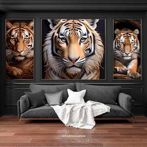 Tiger Wall Art, Modern Digital Painting for Home Decor, Unique Tiger Print for Animal Lovers,Decorative Wall Art, Tiger Digital Oil Painting