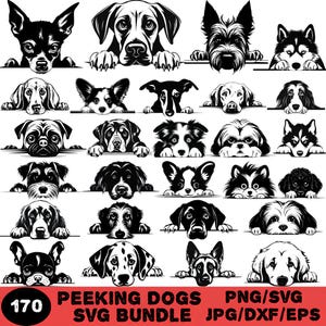 PEEKING DOG SVG, Peeking Dog Clipart, Peeking Dog Svg Files For Cricut, Peeking Dog Silhouette Svg, pet dog svg,dog portrait svg,peeking svg
