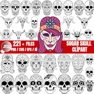 Spooky Skeleton SVG Bundle - Skull Silhouette Vector Clipart - Creepy Skull Cut Files - Skeleton Vector Bundle for Cricut