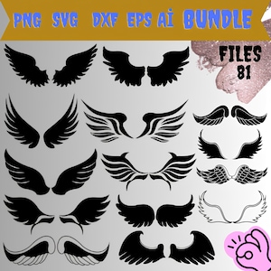 WINGS SVG BUNDLES, Angel Wings Svg Bundle, Angel Wings Clip Art, Wings Cut File For Silhouette, Cut file, Cricut, Silhouette, Bundle, Vector