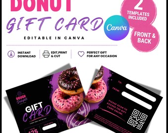 Redigerbar Canva-mall för presentkort till munkbutik