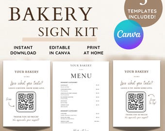 Modelli Canva modificabili per menù e insegne di panetteria.