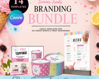 Ice Cream Branding Canva Templates, Sweet Treats Business Signage (Digital Download)