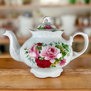 Vintage Arthur Woods Victorian Rose Teapot, Model #6304