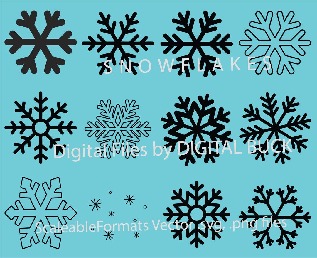 12 Snowflakes Vector File Downloadables - Etsy
