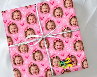 Personalised Face print wrapping paper, Custom photo gift wrap, Birthday Christmas party wrap