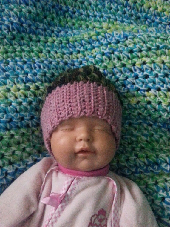 Items similar to Pink and Camo Baby Hat (Newborn) on Etsy