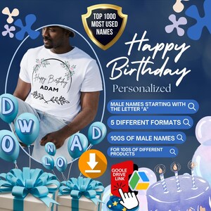 Diseño personalizado de cumpleaños para niño con la letra A - Descarga digital (PNG, JPG, SVG, CMYK, PDF, formato taza)