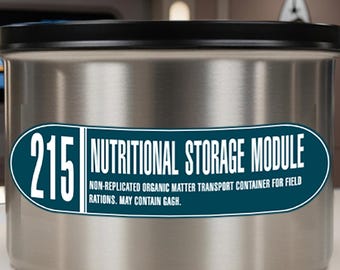 Trekkie Food Container Sticker | 4.5" x 1.25" | Trek Inspired Decal | Nutritional Storage Module | Gift for Trekkie | Trek Bottle Stickers