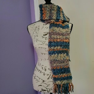 Blue and Orange, Crocheted Scarf