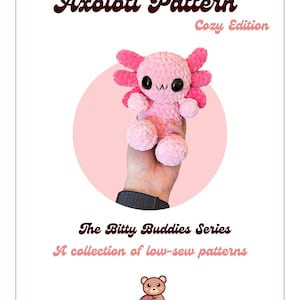 Bitty Buddy Axolotl - Cozy Edition | Low-Sew PDF Crochet Pattern