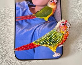 Custom Bird Brooch from Photo, Personalized Pet Portrait Jewelry, Hand Embroidered Bird Pin