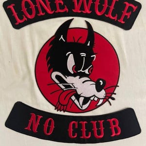 Lone Wolf No Club Embroidered set of 6 Pcs Iron On