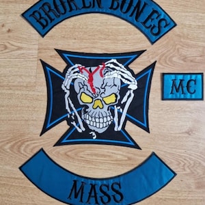 Broken Boness Mass MC Broderimärke set med 4 st för motorcykeljacka väst märke Stryk-på