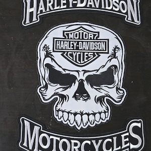 Écusson de broderie Harley Davidson Willie, nouveau style, orange et blanc, lot de 3 pièces, écusson thermocollant pour veste