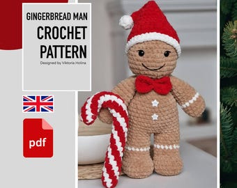 Gingerbread Man crochet pattern, Amigurumi toy DIY, Christmas crochet pattern, Digital gingerbread man pattern, DIY crochet