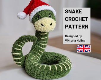 Padrão de crochê de cobra, brinquedo amigurumi DIY, padrão de crochê animal, padrão de cobra digital, crochê DIY