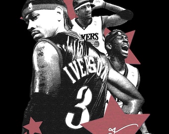 Allen Iverson PNG | Retro Basketball Shirt Design | AI3 Digital File