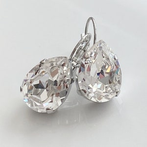 Crystal Drop Earrings, Swarovski Crystal Teardrop Earrings, Clear Crystal Earrings, Clear Crystal Teardrop Earrings