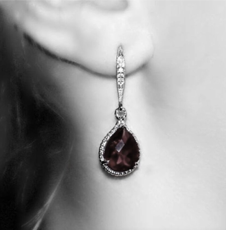 Crystal Drop Earrings, Crystal Jeweled Teardrop Earrings in Silver image 6