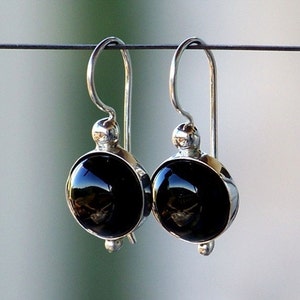 Schwarzer Onyx Tropfen Ohrringe, Onyx Edelstein Ohrringe, Onyx baumeln Ohrringe, schwarz Onyx Ohrringe, Sterling Silber Onyx Ohrringe, Geschenk für sie Bild 1