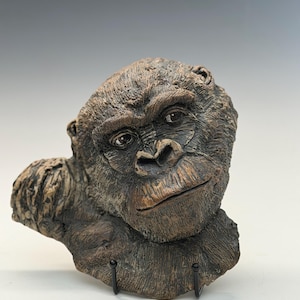 1001 Portrait of a Gorilla Clay Sculpture 8”x8”x3”