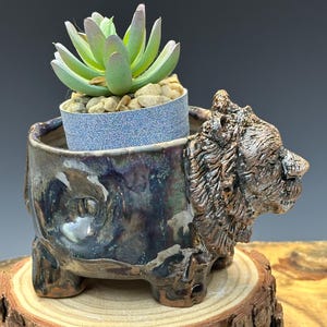 925 African Animal Lion Planter Bowl  3.5&quot;x 6.5&quot;x 5” (out) 3.5x3.5x2.5 (in)
