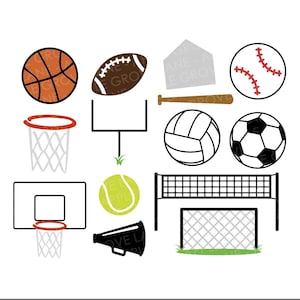 Sports Svg Bundle - Basketball Svg - Football Svg - Baseball Svg - Basketball Hoop Svg - Sports Decal - Volleyball Svg - Sports Clipart Svg