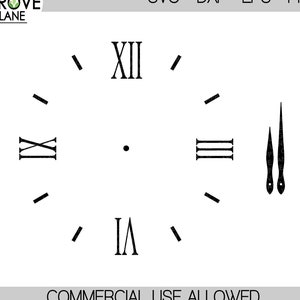 Clock Face Svg - Clock Svg - Clock Hands Svg - Clock Template - Roman Numerals Clock Svg - Roman Numerals - Clock Stencil - Svg Eps Png Dxf