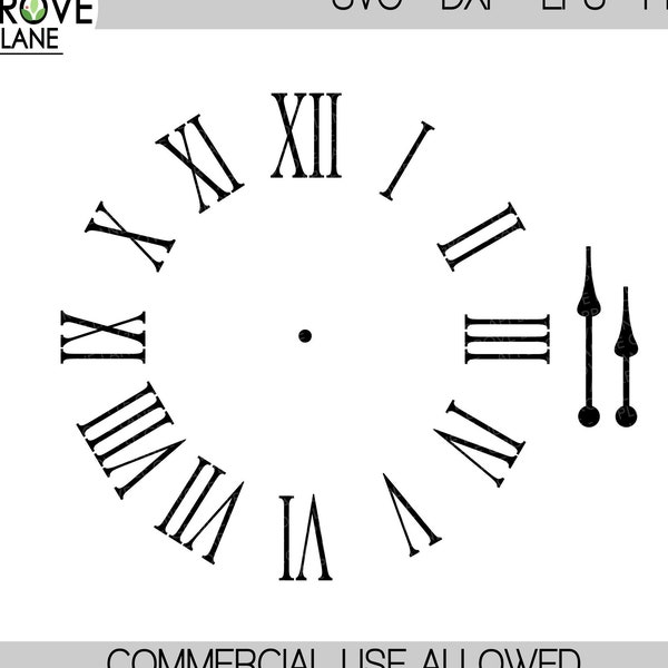 Clock Face Svg - Klok Svg - Klokwijzers Svg - Klok Sjabloon - Romeinse cijfers Klok Svg - Romeinse cijfers - Klok Stencil - Svg Eps Png Dxf