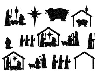 Nativity SVG Bundle - Manger Svg - Stable SVG - Christmas Svg - Nativity Clip Art - Nativity Silhouette - Nativity Vector - Svg Eps Dxf Png