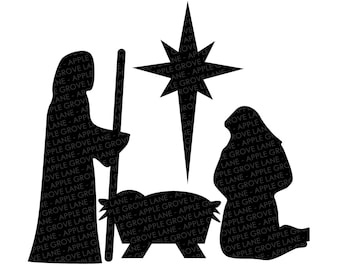 Nativity Svg - Manger Svg - Stable SVG - Christmas Svg - Nativity Clip Art - Nativity Silhouette - Baby Jesus Svg Eps Dxf Png