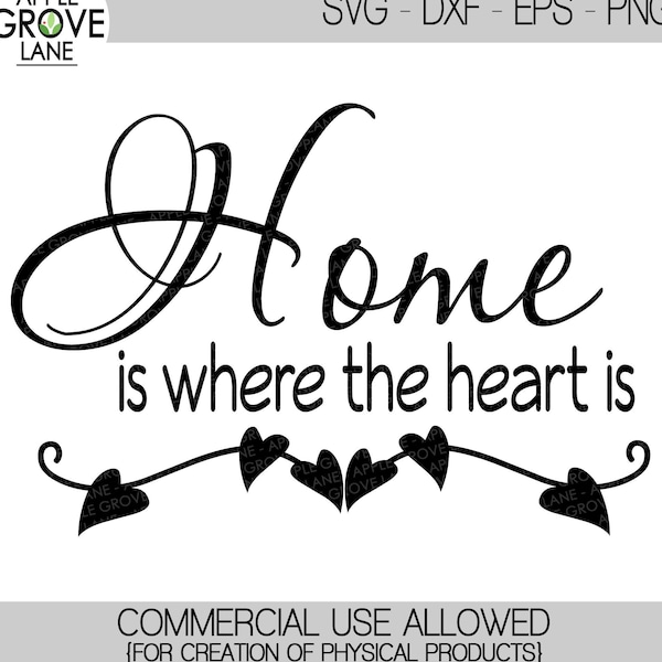 Home is where the heart is SVG - Home Svg - Where the Heart is SVG - Heart Svg - Home Clip Art - Home Heart Cut File - Svg Eps Png Dxf